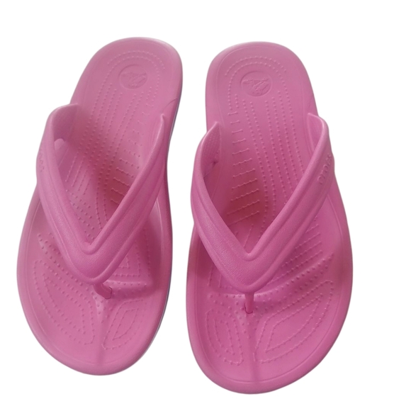 Clearout Final Crocs Womens Size 7 Pink Flip Flops Sandals Beach Open Toe - Picture 1 of 3